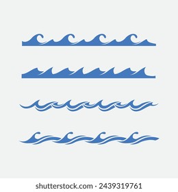 wave and water Isolated round shape logo Blue color logotype Flowing water image. Sea, ocean, river surface