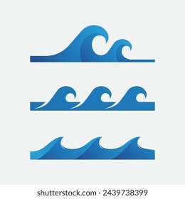 Onda y agua Logotipo de forma redonda aislada Color azul Mar, océano, superficie del río