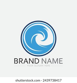 wave and water Isolated round shape logo Blue color  Sea, ocean, river surface