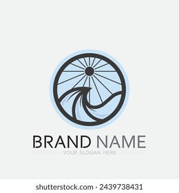 Onda y agua Logotipo de forma redonda aislada Color azul Mar, océano, superficie del río