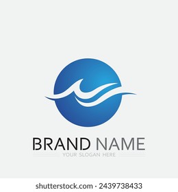 Welle und Wasser Isolierte runde Form Logo Blaue Farbe Meer, Ozean, Fluss Oberfläche