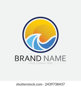 wave and water Isolated round shape logo Blue color  Sea, ocean, river surface
