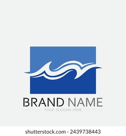 Onda y agua Logotipo de forma redonda aislada Color azul Mar, océano, superficie del río