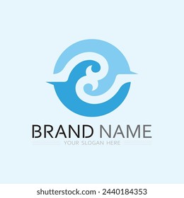 wave and water Isolated round shape logo Blue color  Sea, ocean, river surface
