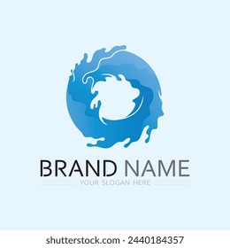 wave and water Isolated round shape logo Blue color  Sea, ocean, river surface