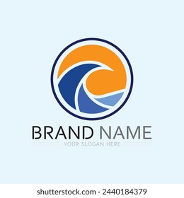 wave and water Isolated round shape logo Blue color  Sea, ocean, river surface