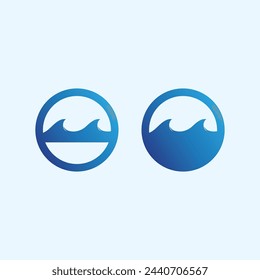 Onda y agua Logotipo de forma redonda aislada Color azul Mar, océano, superficie del río
