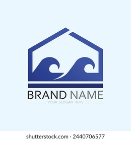 wave and water Isolated round shape logo Blue color  Sea, ocean, river surface