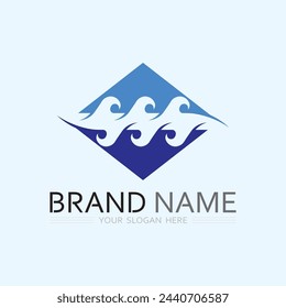 wave and water Isolated round shape logo Blue color  Sea, ocean, river surface
