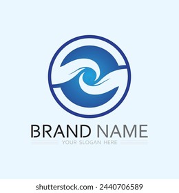 wave and water Isolated round shape logo Blue color  Sea, ocean, river surface