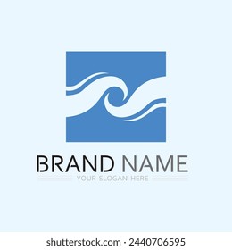 wave and water Isolated round shape logo Blue color  Sea, ocean, river surface