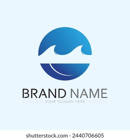 wave and water Isolated round shape logo Blue color  Sea, ocean, river surface