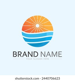 wave and water Isolated round shape logo Blue color  Sea, ocean, river surface