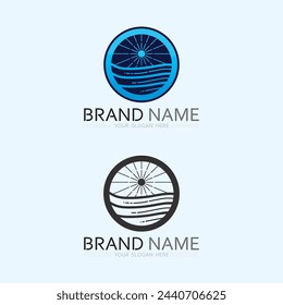 Onda y agua Logotipo de forma redonda aislada Color azul Mar, océano, superficie del río
