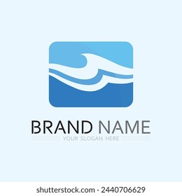 wave and water Isolated round shape logo Blue color  Sea, ocean, river surface