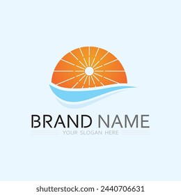 Welle und Wasser Isolierte runde Form Logo Blaue Farbe Meer, Ozean, Fluss Oberfläche