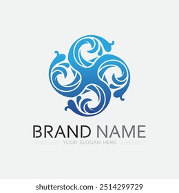 wave and water Isolated round shape logo Blue color  Sea, ocean, river surface