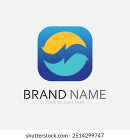 wave and water Isolated round shape logo Blue color  Sea, ocean, river surface