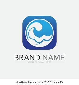 wave and water Isolated round shape logo Blue color  Sea, ocean, river surface