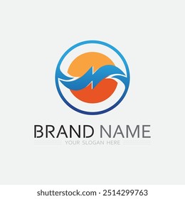 wave and water Isolated round shape logo Blue color  Sea, ocean, river surface