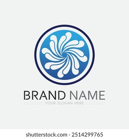 wave and water Isolated round shape logo Blue color  Sea, ocean, river surface