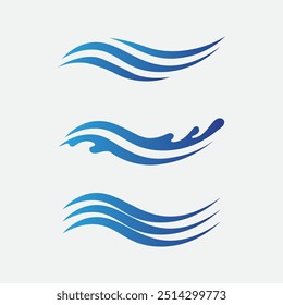 wave and water Isolated round shape logo Blue color  Sea, ocean, river surface
