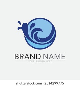 wave and water Isolated round shape logo Blue color  Sea, ocean, river surface