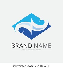 wave and water Isolated round shape logo Blue color  Sea, ocean, river surface