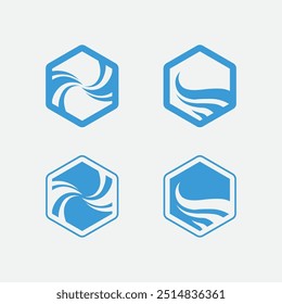 wave and water Isolated round shape logo Blue color  Sea, ocean, river surface