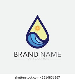 onda e água Isolado forma redonda logotipo Cor azul Mar, oceano, superfície do rio