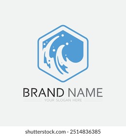 wave and water Isolated round shape logo Blue color  Sea, ocean, river surface