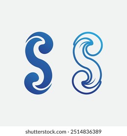 wave and water Isolated round shape logo Blue color  Sea, ocean, river surface