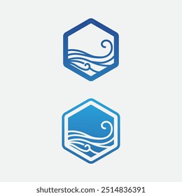 wave and water Isolated round shape logo Blue color  Sea, ocean, river surface