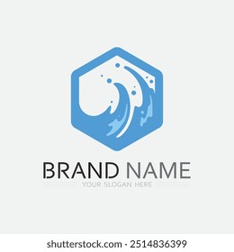 wave and water Isolated round shape logo Blue color  Sea, ocean, river surface