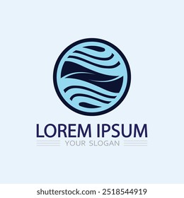 wave and water Isolated round shape logo Blue color  Sea, ocean, river surface