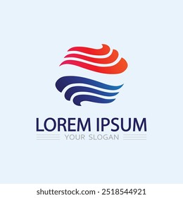 wave and water Isolated round shape logo Blue color  Sea, ocean, river surface