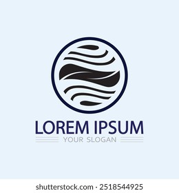 wave and water Isolated round shape logo Blue color  Sea, ocean, river surface