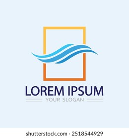 wave and water Isolated round shape logo Blue color  Sea, ocean, river surface