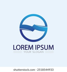 wave and water Isolated round shape logo Blue color  Sea, ocean, river surface