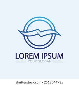 wave and water Isolated round shape logo Blue color  Sea, ocean, river surface