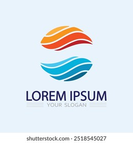 wave and water Isolated round shape logo Blue color  Sea, ocean, river surface
