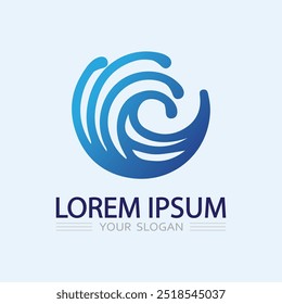 wave and water Isolated round shape logo Blue color  Sea, ocean, river surface