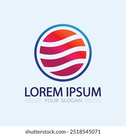 Welle und Wasser Isolierte runde Form Logo Blaue Farbe Meer, Ozean, Flussoberfläche