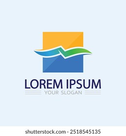 wave and water Isolated round shape logo Blue color  Sea, ocean, river surface