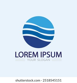wave and water Isolated round shape logo Blue color  Sea, ocean, river surface