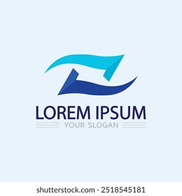 wave and water Isolated round shape logo Blue color  Sea, ocean, river surface