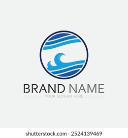 wave and water Isolated round shape logo Blue color  Sea, ocean, river surface