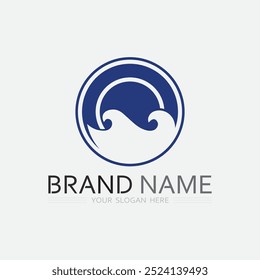 wave and water Isolated round shape logo Blue color  Sea, ocean, river surface