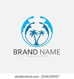 wave and water Isolated round shape logo Blue color  Sea, ocean, river surface