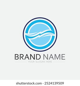 wave and water Isolated round shape logo Blue color  Sea, ocean, river surface